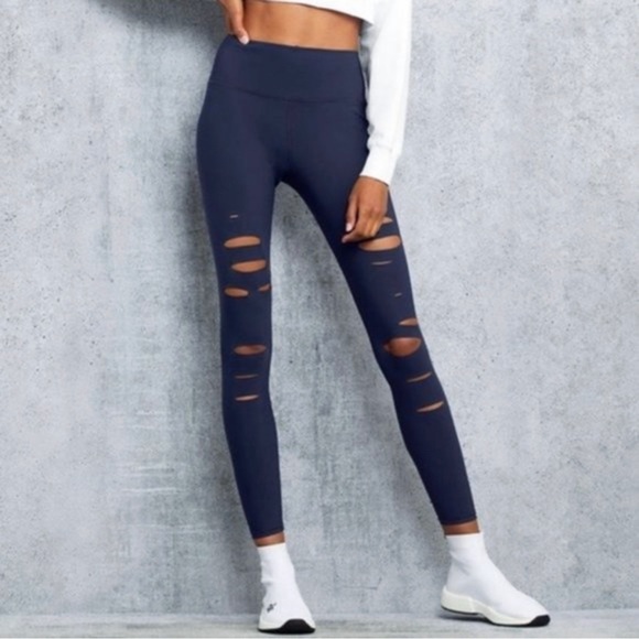 Alo Ripped Warrior Row of Slits Leggings - Picture 1 of 12